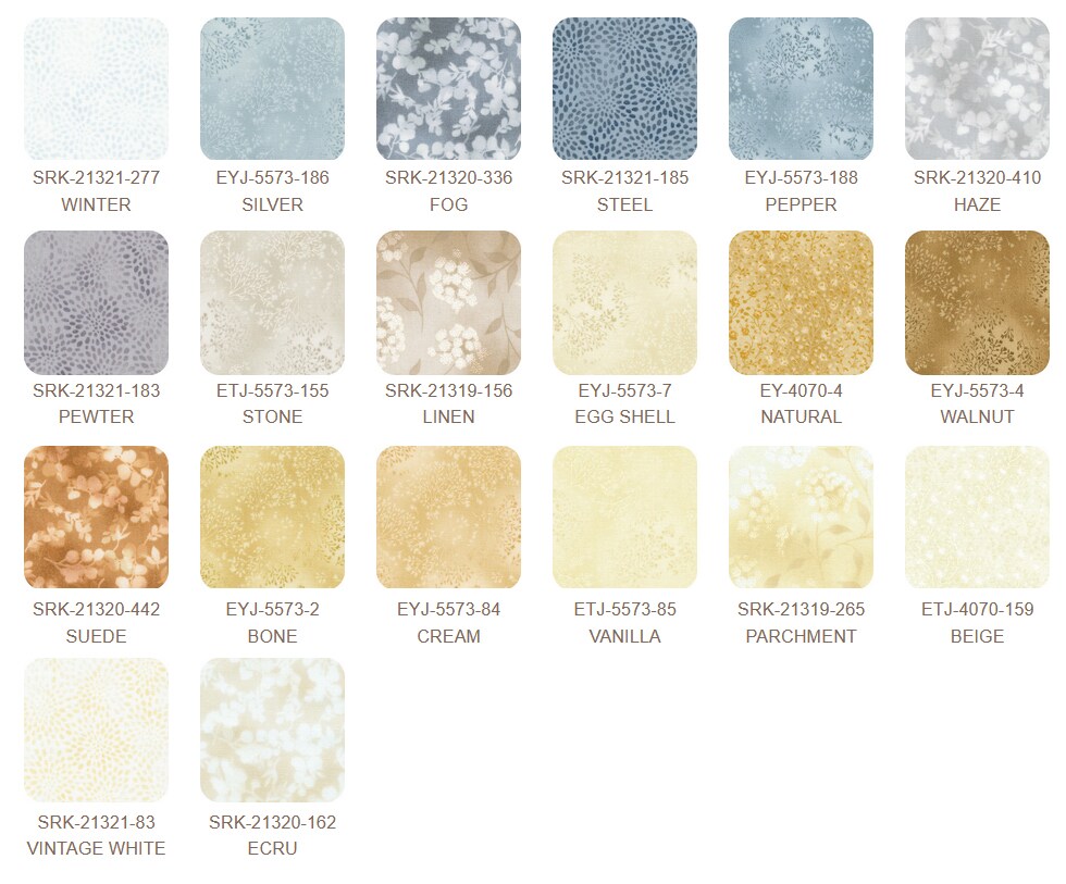 Fusions 5" Square Pack (Charm Pack / Charm Square) in Not Quite White Colorstory by Studio RK for Robert Kaufman (CHS-1090-42)