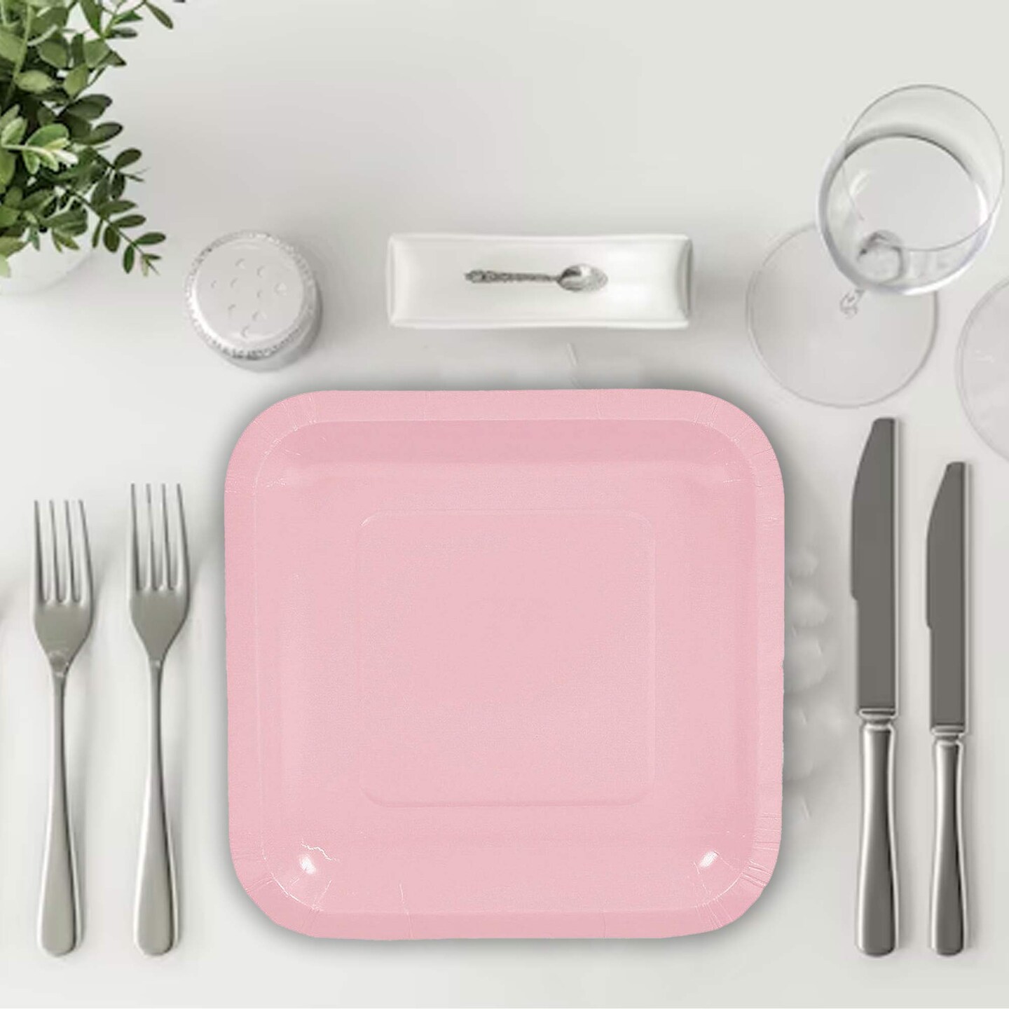 24 Count Light Pink Square Paper Dessert Plates for Birthday Baby Shower Wedding Party 7&#x22;