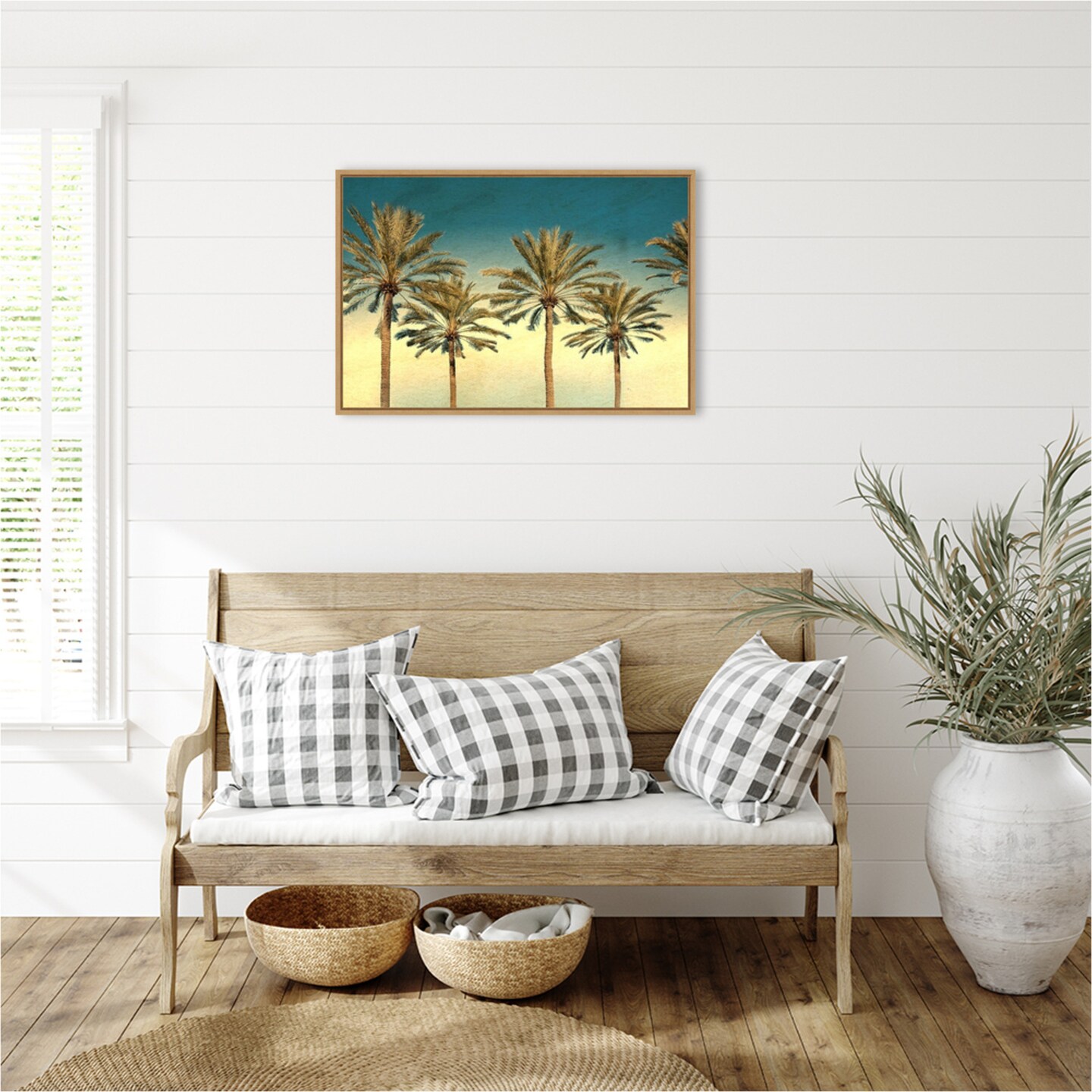 Distressed Palm Trees by Daniel Stein Framed Canvas Wall Art