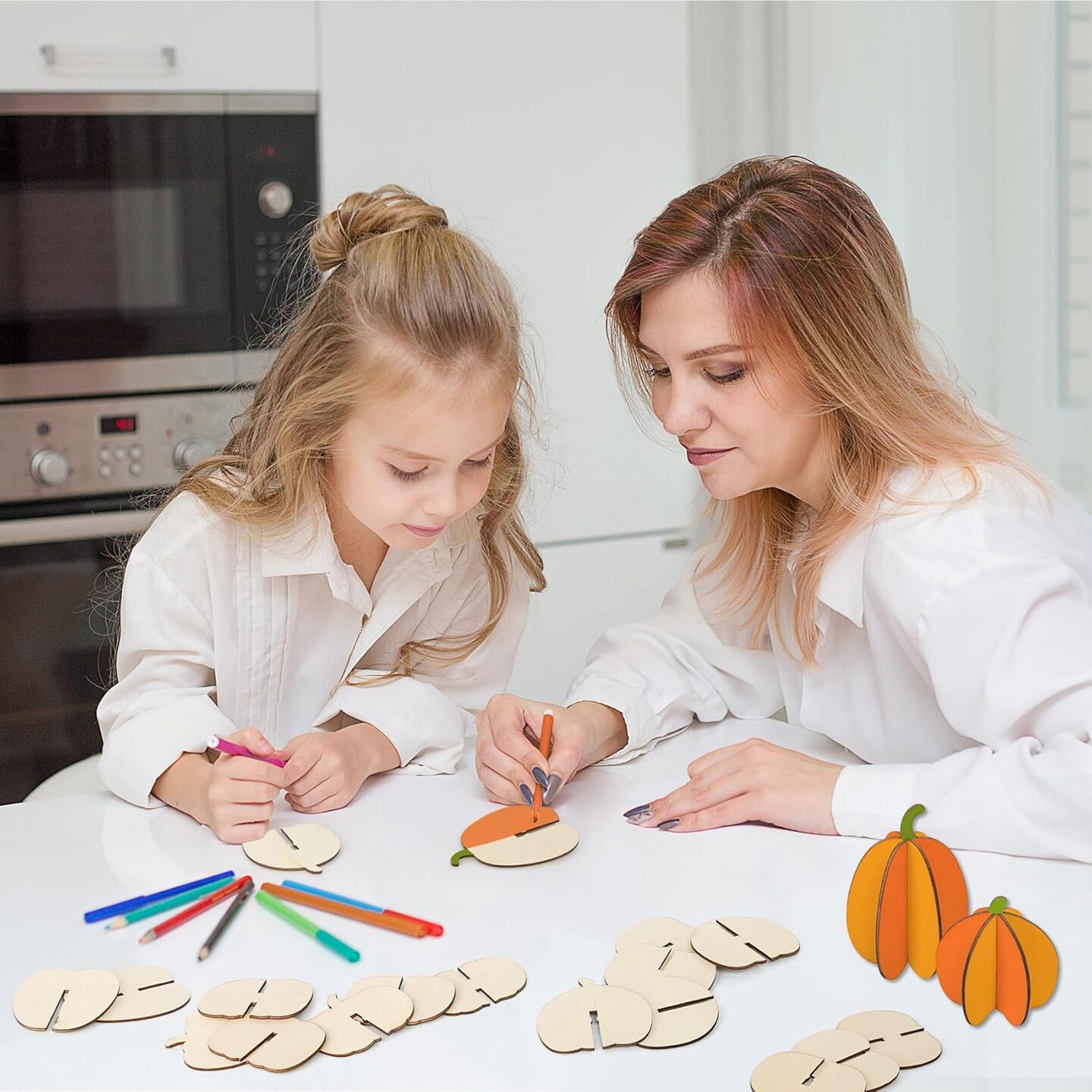 DIY 3D Pumpkins Wood Crafts to Paint 3.15 x 3.15 x 0.12 inches