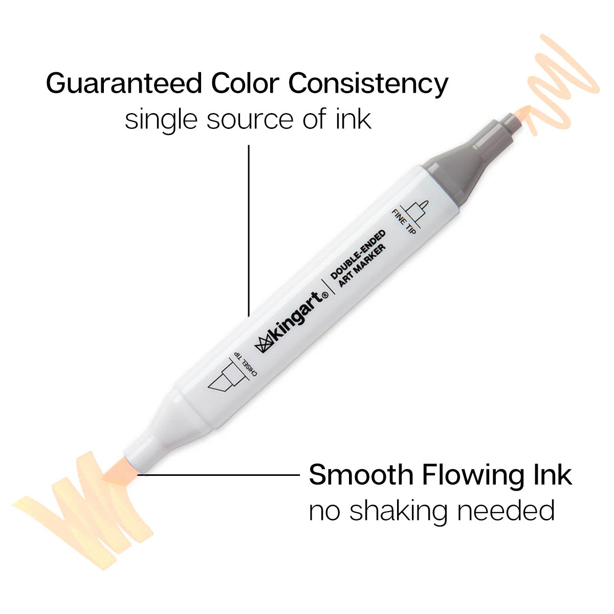 KINGART® PRO Double-Ended Art Alcohol Markers, 12 Neutral Palette Colors with Both Fine & Chisel Tips and Superior Blendability