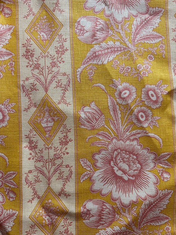 Elyse on Linen Honeysuckle Print Linen Drapery Fabric By the Yard