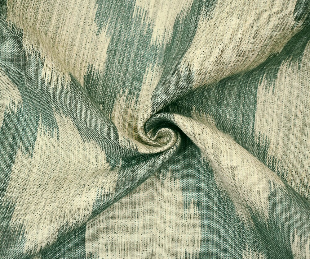 Blue-Taupe Cotton-Linen Ikat Pattern Double Woven Home Decorating Fabric By the Yard