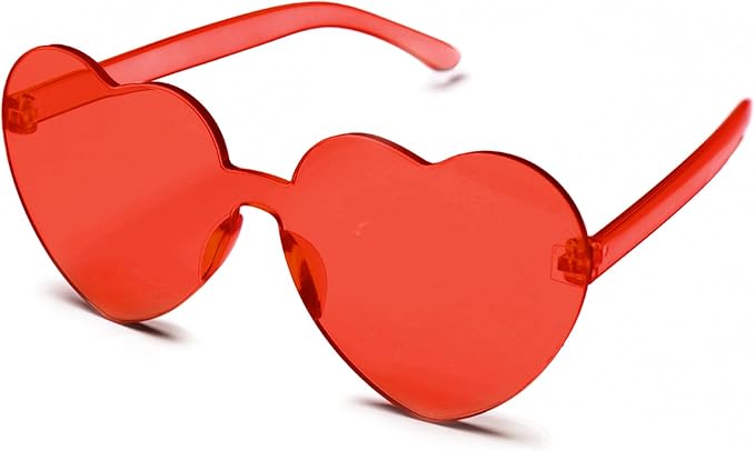4E&#x2019;s Novelty Red Cowboy Hat for Women &#x26; Heart Sunglasses &#x2013; Felt Cowgirl Hats Women with Feathers