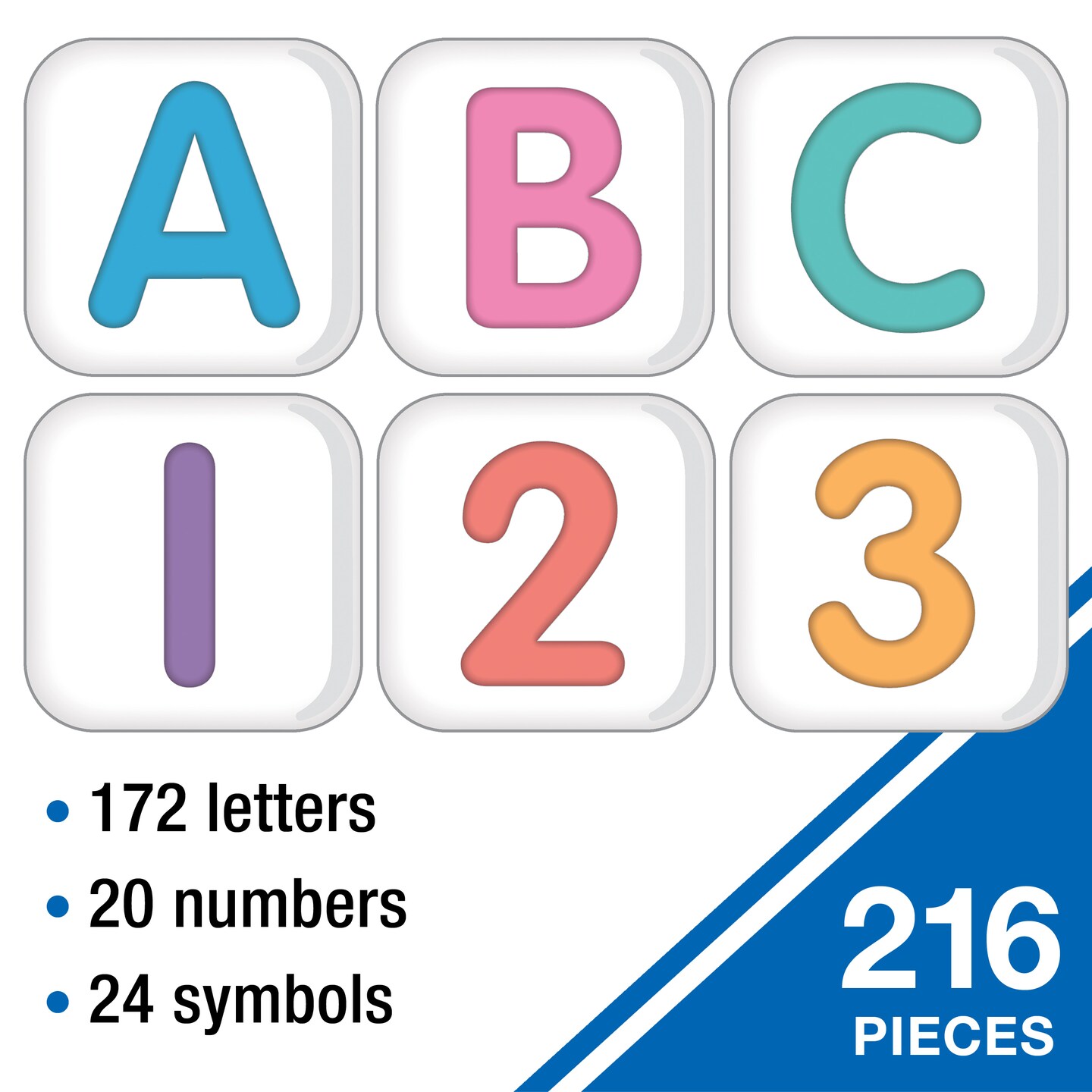 Carson Dellosa Crafty and Cool 216-Piece Bulletin Board Decorations, 3.5&#x22; Colorful Letters, Numbers, and Symbols for Party, Back to School Decorations, and Classroom Decor