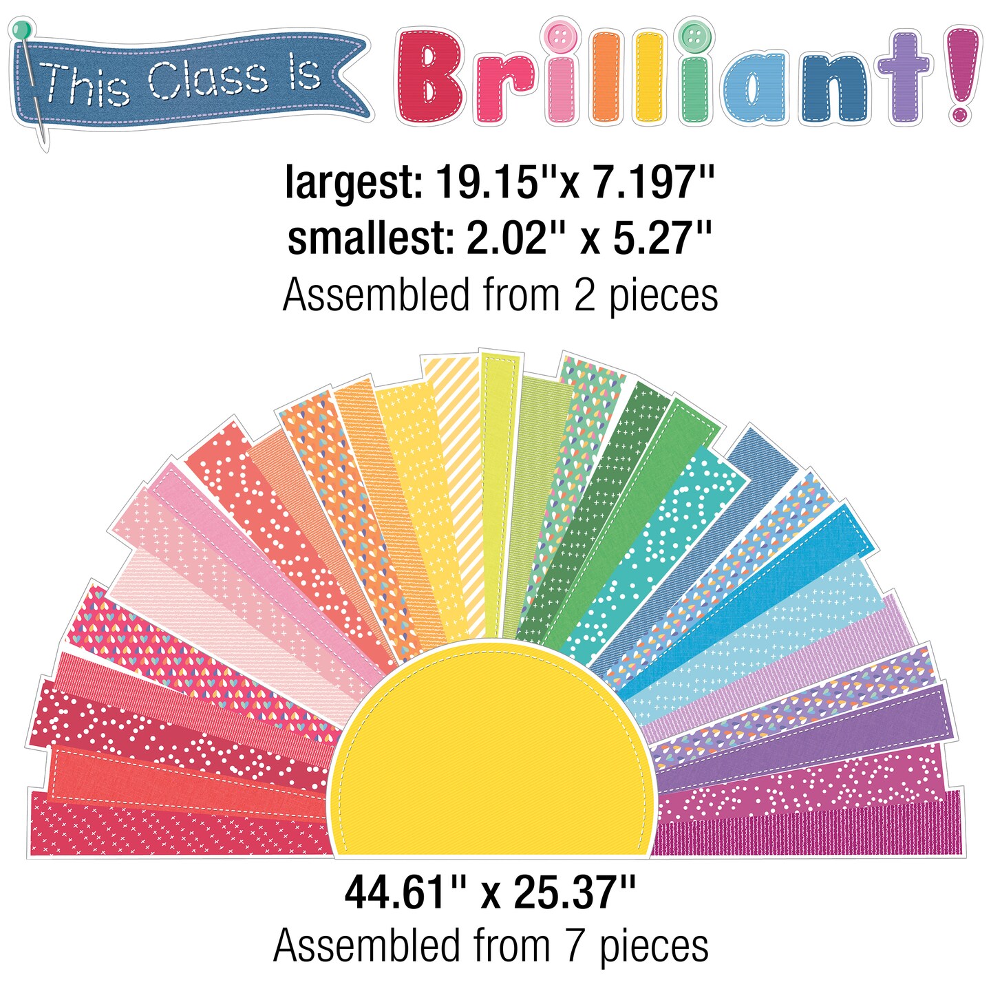 Carson Dellosa Crafty and Cool 69-Piece Motivational Bulletin Board Set, Banner With Inspirational Quote, Sun, Clouds, Grass, and Raindrops Classroom Decor