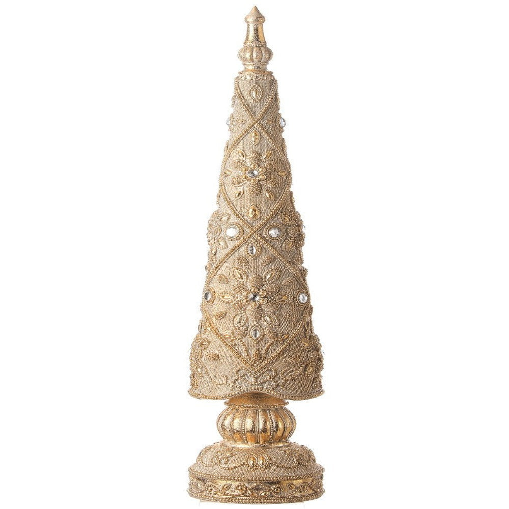 21&#x22; Resin Jeweled Old World Christmas Tree: Elegant Holiday Decoration with Vintage Charm
