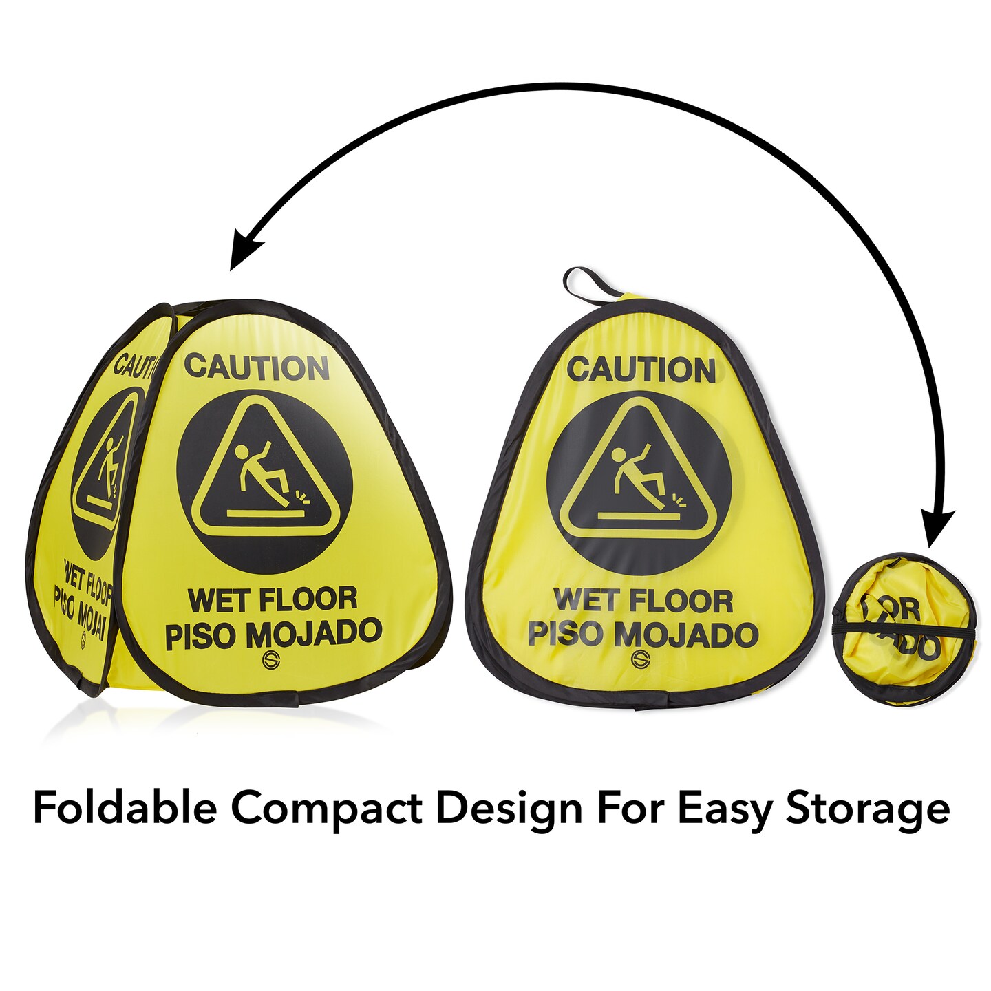 Dryser 3-Pack 16&#x22; Pop-up Caution Wet Floor Signs -&#xA0;Yellow&#xA0;4-Sided English/Spanish Warnings