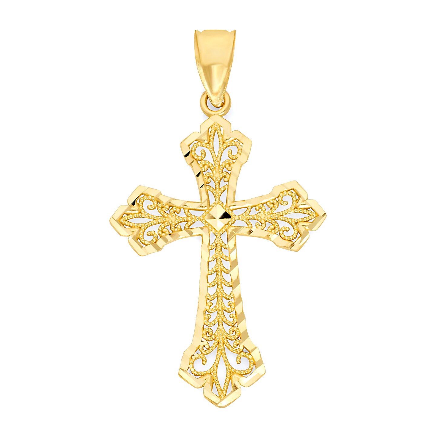 10k solid gold necklace pendant/ diamond good cut gold design cross pendant