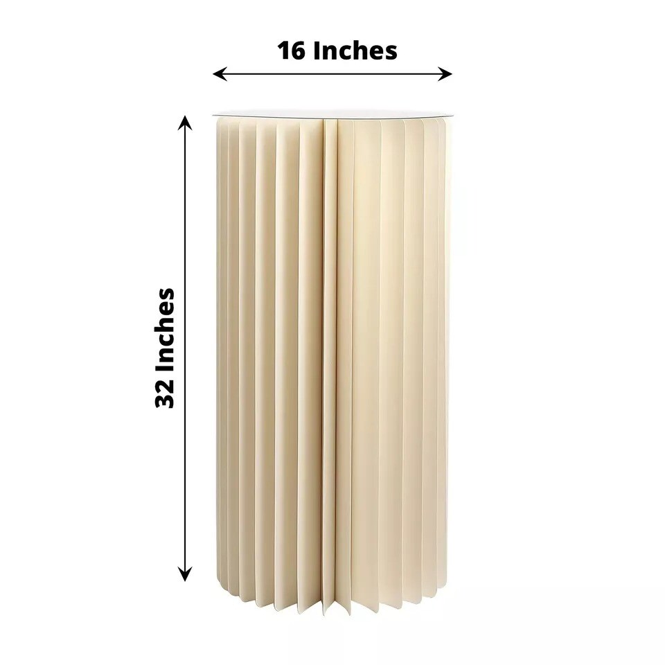 32" Ivory Folding DIY Accordion Pillar Cardboard Display Stand Pedestal Box