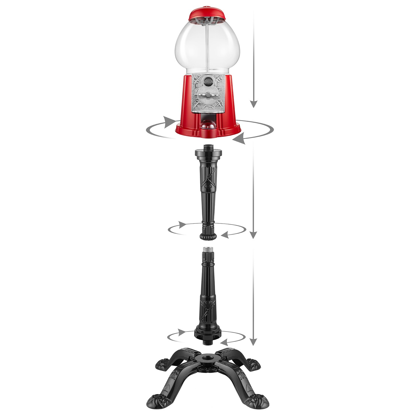 Olde Midway 15&#x22; Gumball Machine with Stand, Vintage-Style Bubble Gum Candy Dispenser with Glass Globe and Metal Base