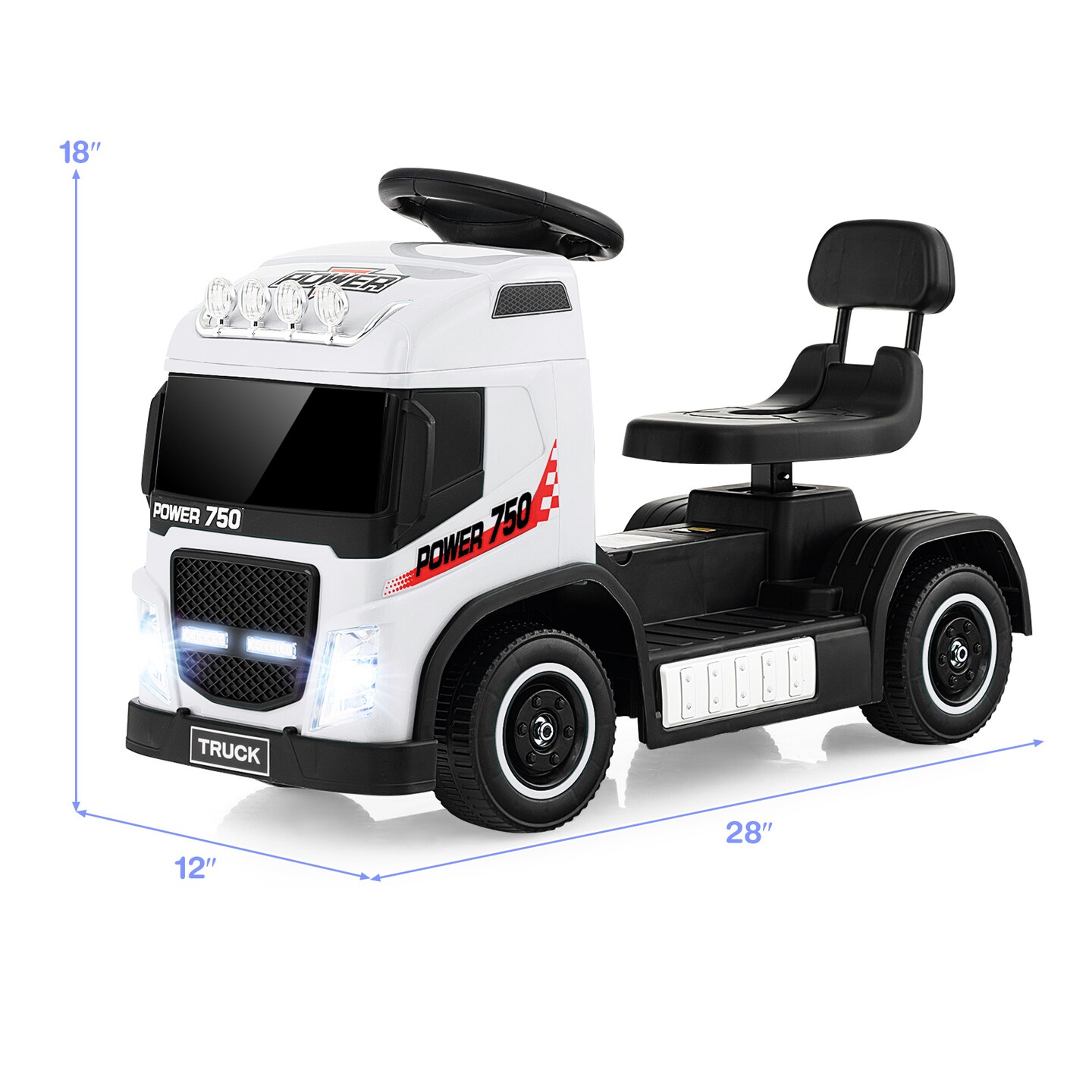 6V Kids Ride-on Truck with LED Lights, Adjustable Seat, and Music for Toddlers