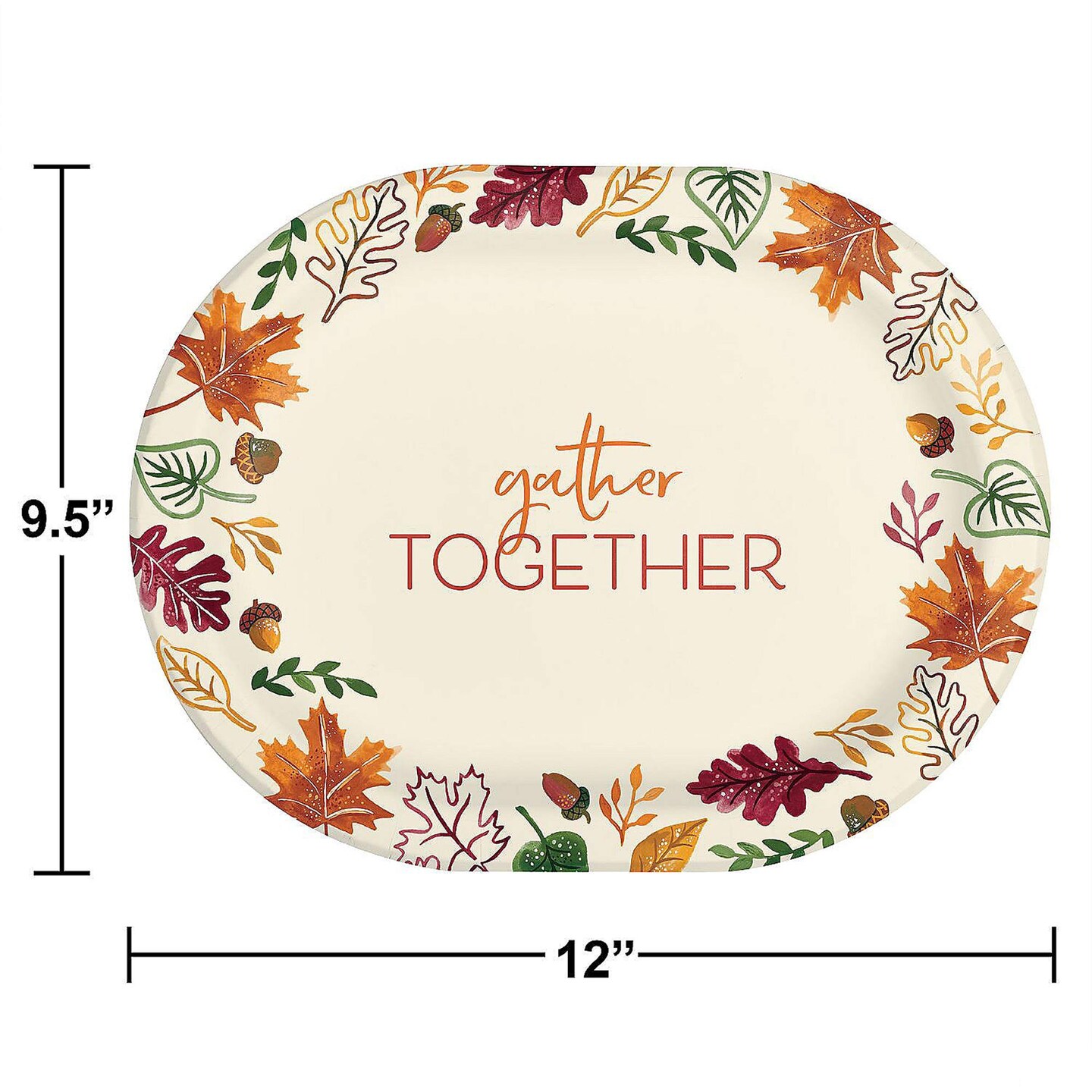 24 Pack Fall Gather Together Dinner Plates 9.25&#x22;x12&#x22;