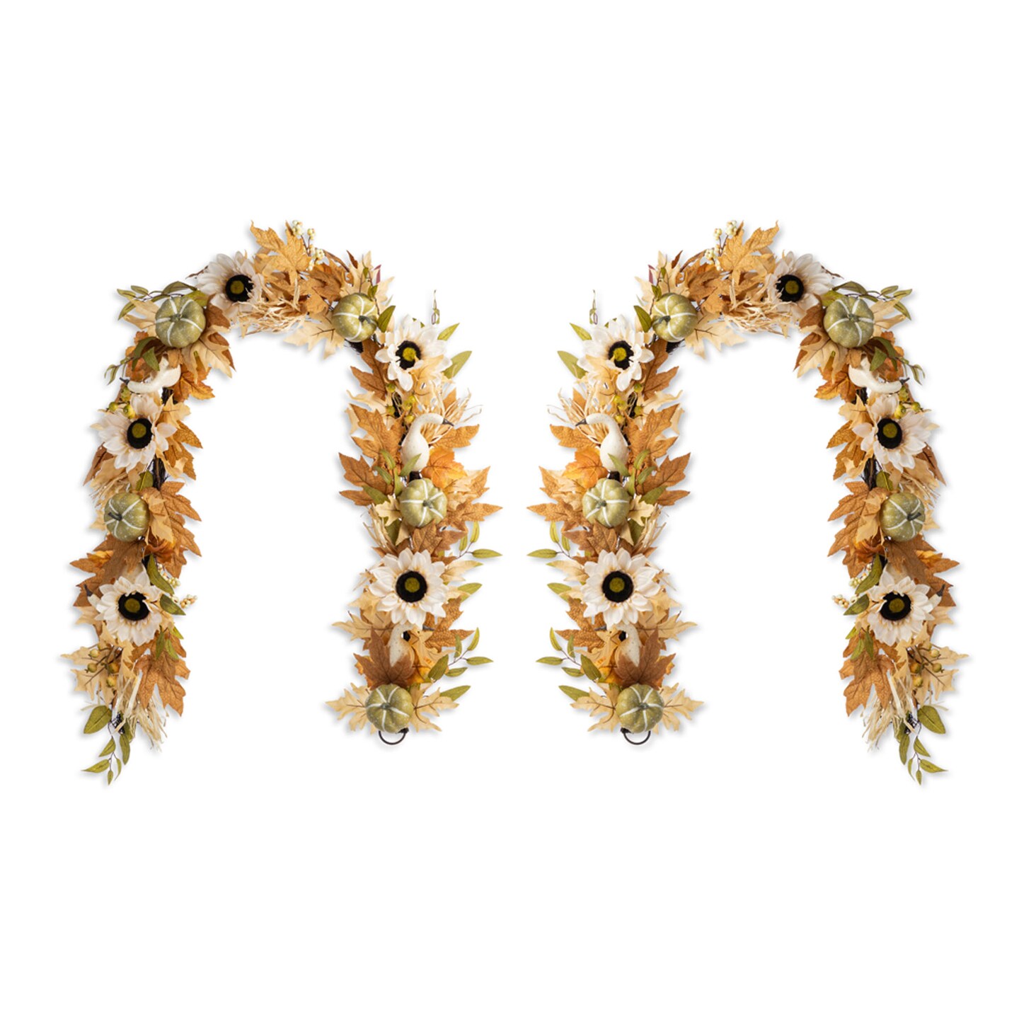 Fall Neutral Sunflower Pumpkin and Leaf Garlands/Porch Trees/Teardrops Set