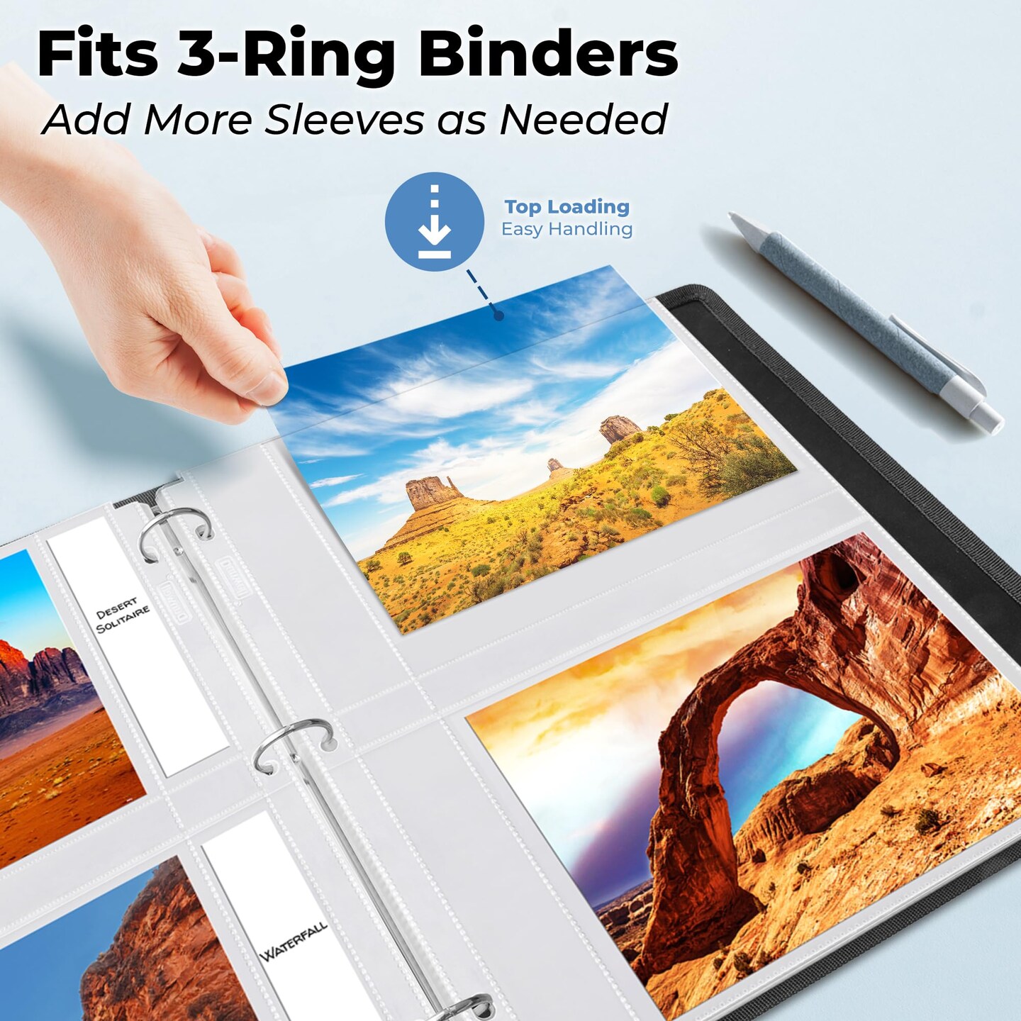 5x7 Photo Sleeves for 3-Ring Binder, (25 Pack) for 100 Pictures, Each Sheet Holds Four 5 x 7 Pictures or Postcards, Acid-Free Poly Plastic Photo Album Refill Pages