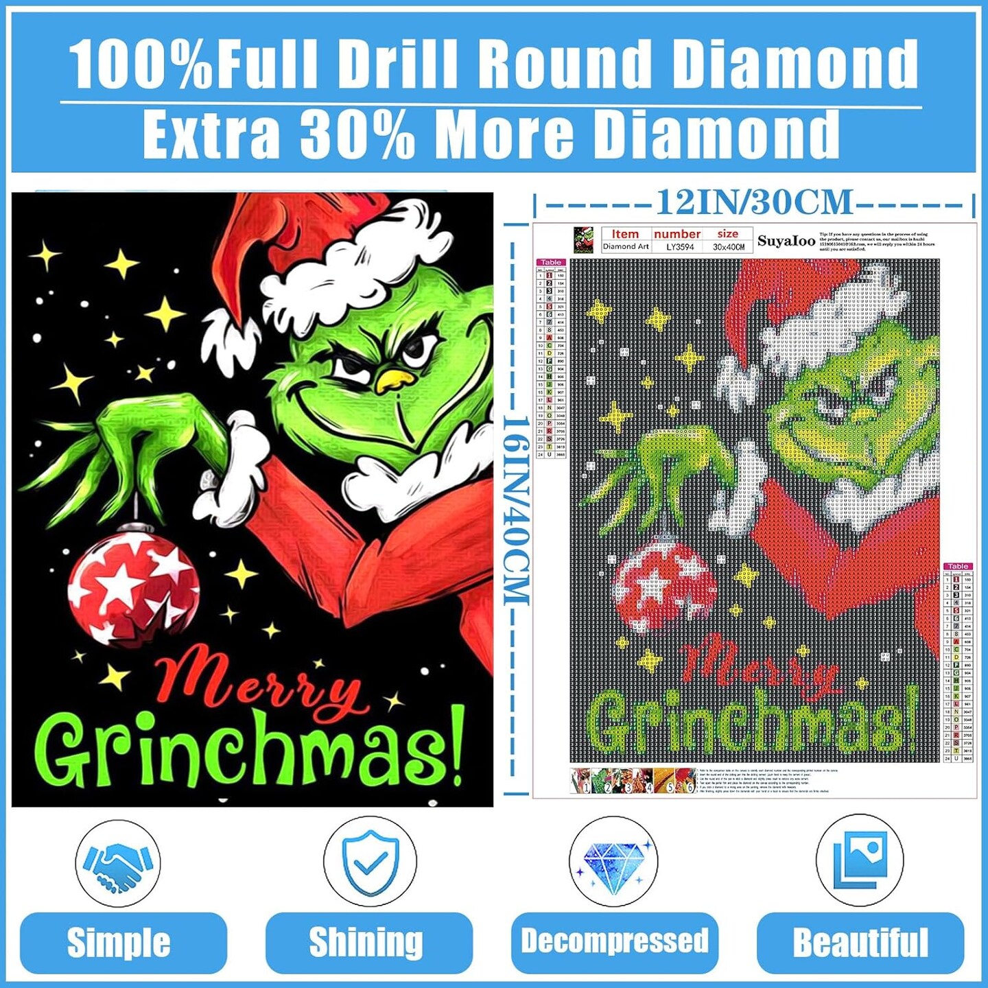 5D Diamond Painting Kits,Diamond Art Kits Full Drill Diamond Painting Kits for Adults Beginner,DIY Christmas Green Round Diamond Painting Perfect for Home Wall Decor Gifts 15.8x11.7 inch