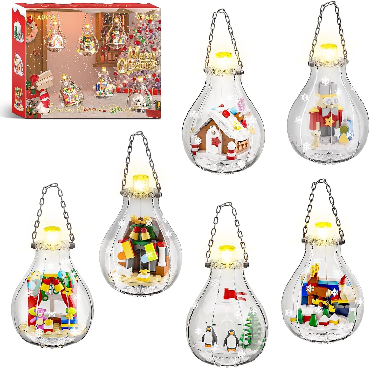 6 Pack Christmas Tree D&#xE9;cor with Santa Claus Elk Nutcracker Penguin Christmas Ornaments