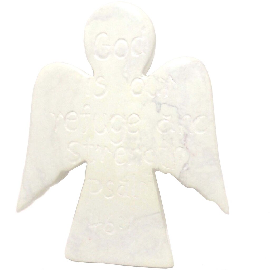 Cream-Grey Soapstone Angel Set of 2, 3 inches Hand-Carved and Sanded