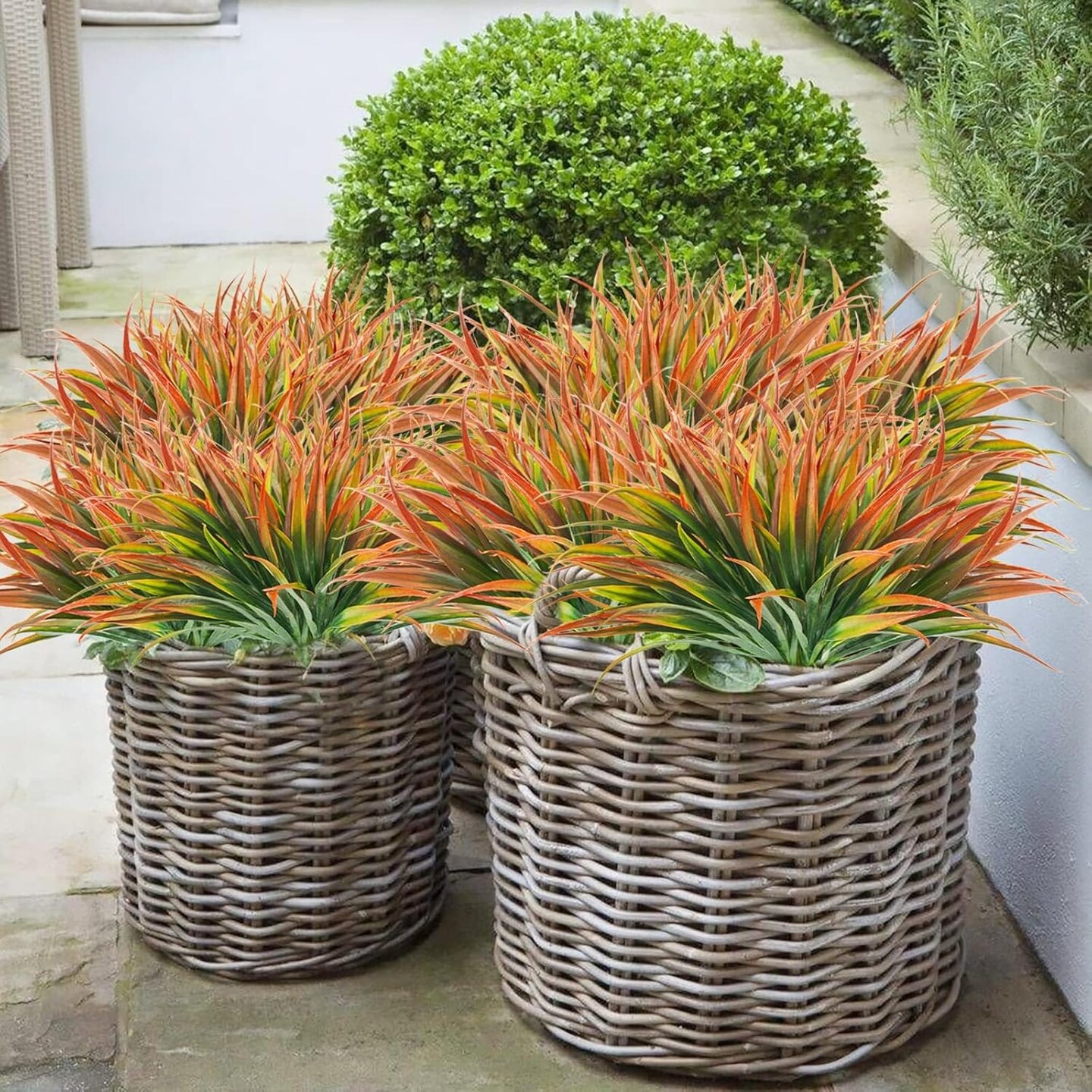 24 PCS Outdoor Faux Grasses Plastic Plants Greenery UV Resistant