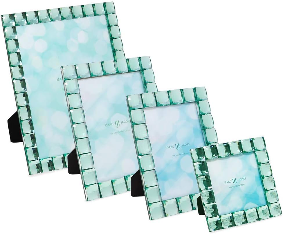 Decorative Sparkling Light Green Jewel 5x7 Picture Frame, Photo Display &#x26; Home D&#xE9;cor (Light Green)
