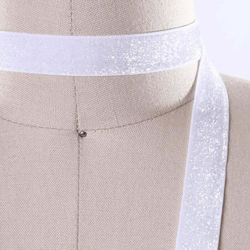 2 Yards Optic White Glitter Elastic Trim 5/8" Stretch for Crafts & Headbands