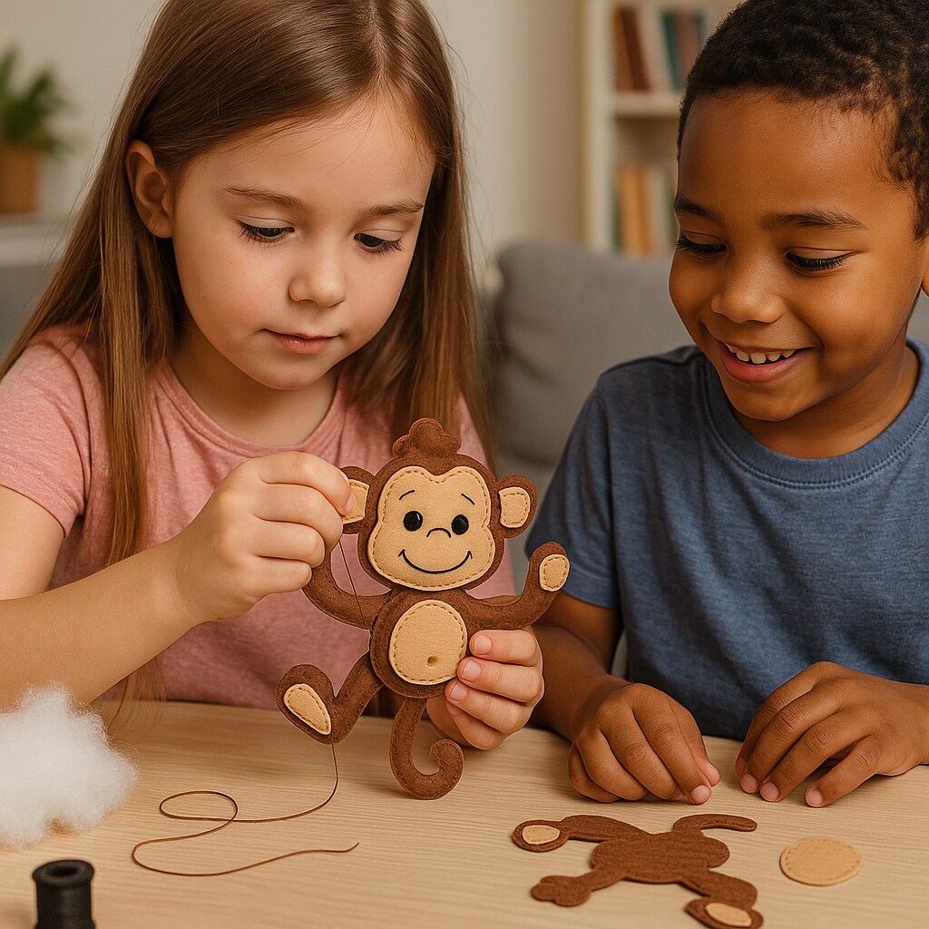 FabricLA DIY Felt Monkey Craft Kit – Beginner Sewing Project for Ages 9+ | All Supplies Included
