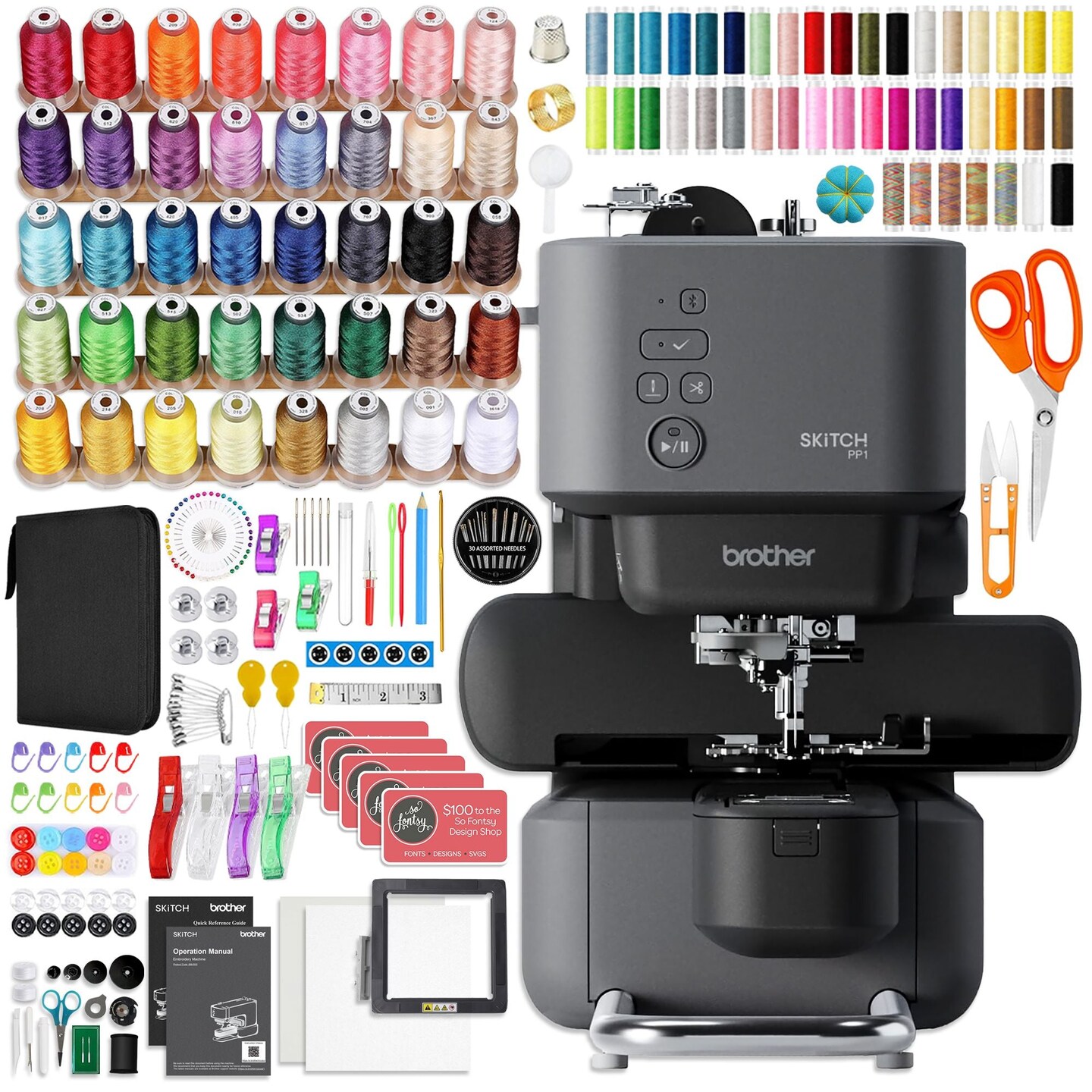 Brother Skitch PP1 4&#x22; x 4&#x22; Embroidery Machine with 250+ Accessories