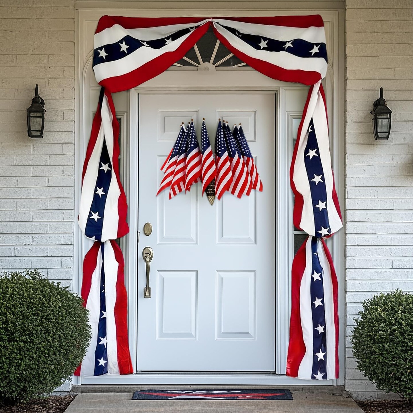 US Patriotic Door Decoration 4th of July Decorations American Flag Banner Decorate for Independence Day and Memorial Days