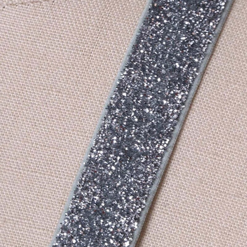 2 Yards Silver Glitter Elastic Trim 5/8&#x22; Stretchy Headband Elastic
