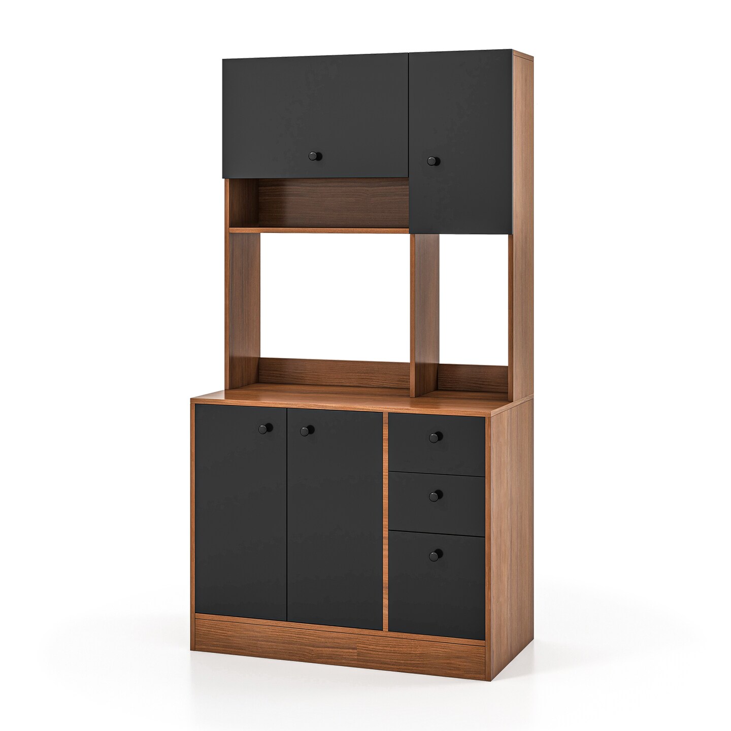 Kitchen Storage Pantry with 3 Cabinets and 3 Drawers for Organized Living