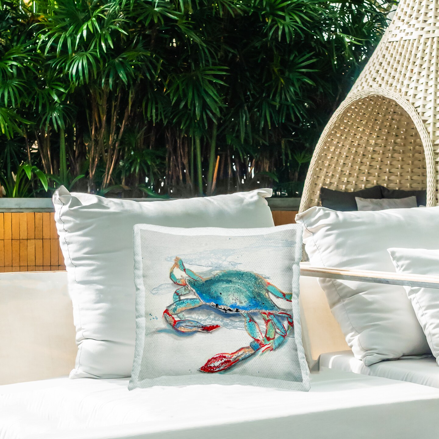 Stupell Industries Blue Crab with Abstract Motifs Outdoor Printed Pillow, design by Stacy Gresell, 18 x 7 x 18