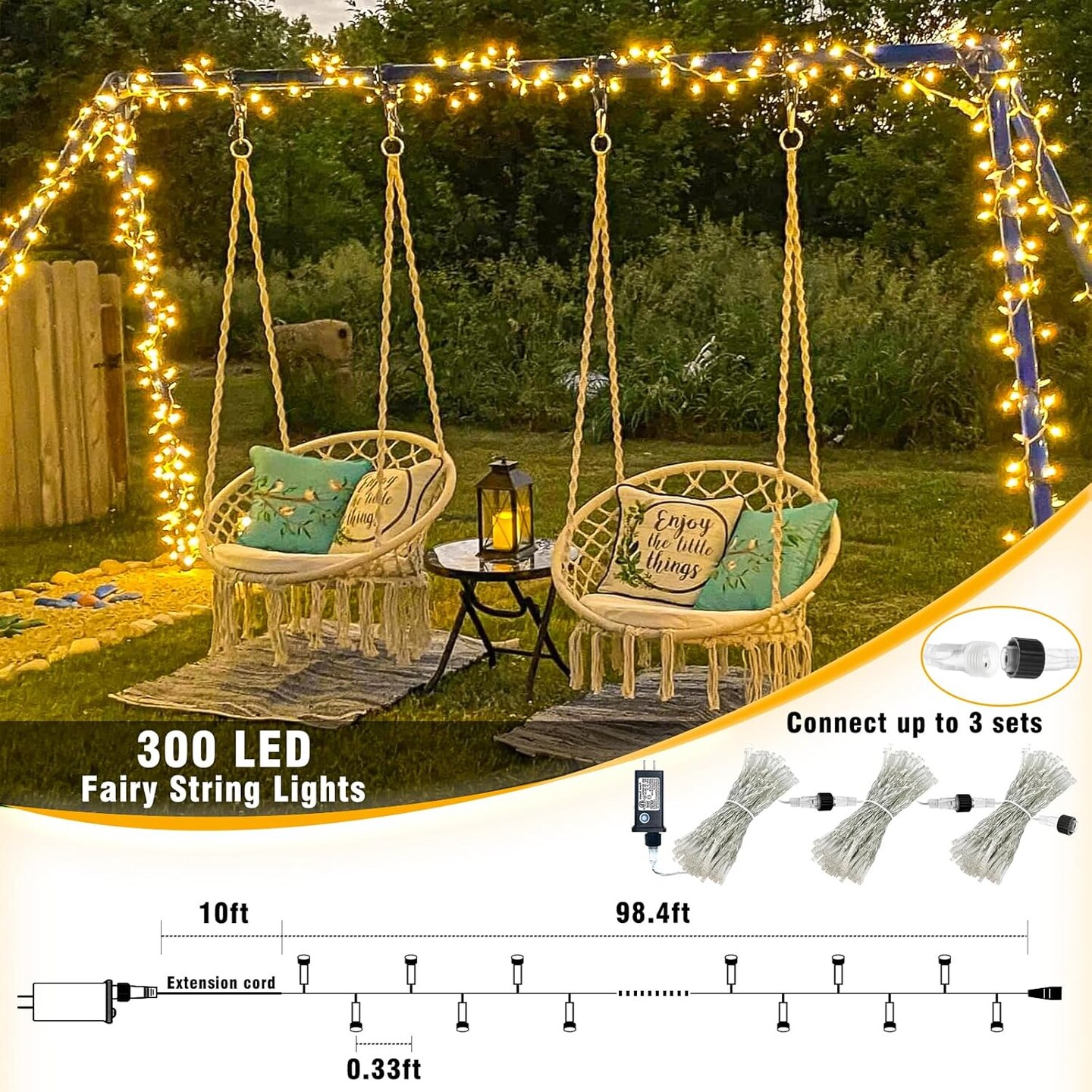 100ft 300 LED Christmas Lights Outdoor Indoor, Connectable 8 Modes Christmas String Lights