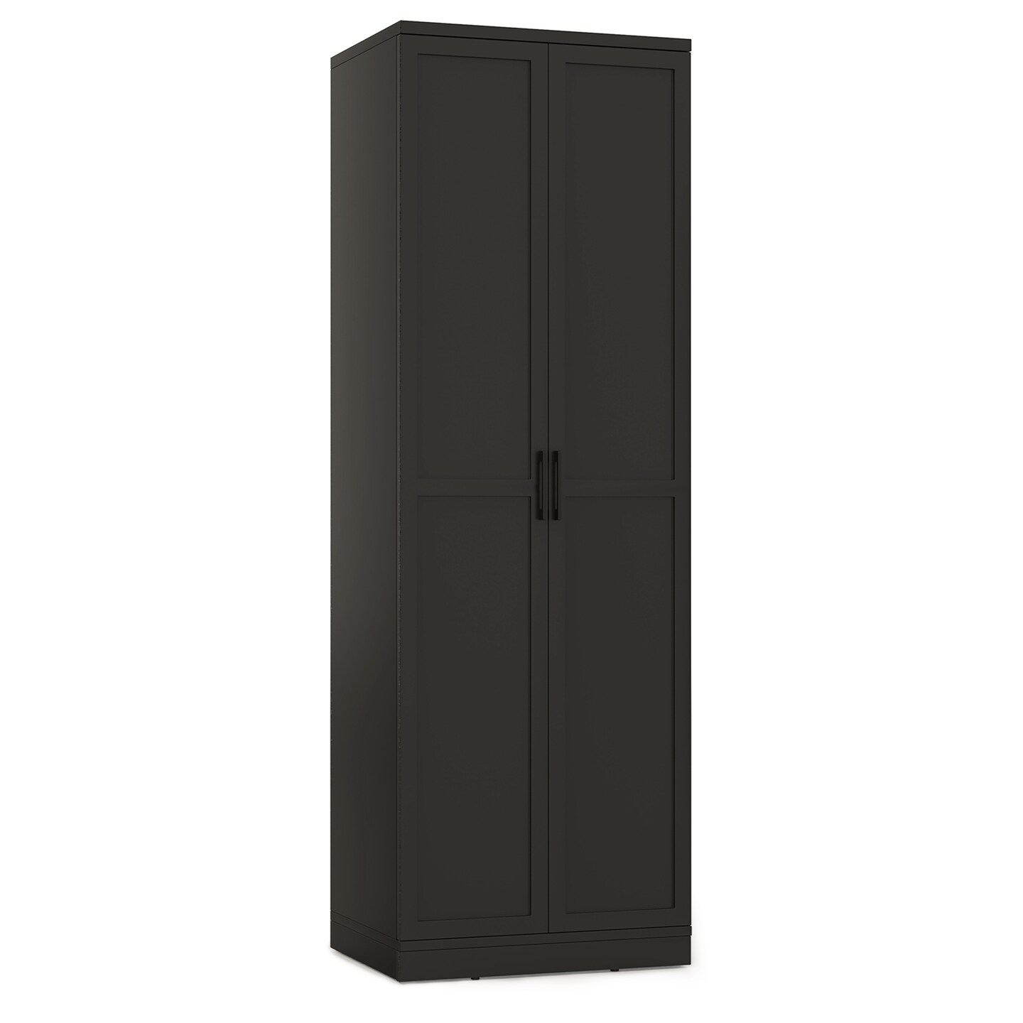 Black 5-Tier Multi-Purpose Storage Cabinet with Adjustable Shelves and Smooth Doors for Home Organization