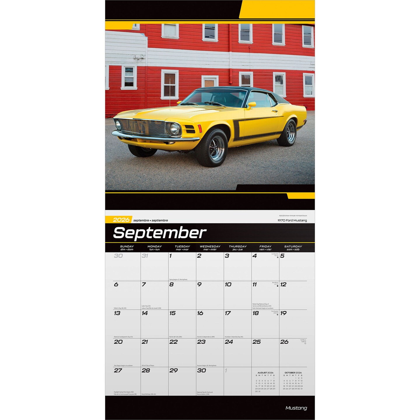 Ford Mustang OFFICIAL | 2026 12 x 24 Inch (Hanging) Monthly Square Wall Calendar | Foil Stamped Cover | Plastic-Free | BrownTrout | Motor Muscle Car