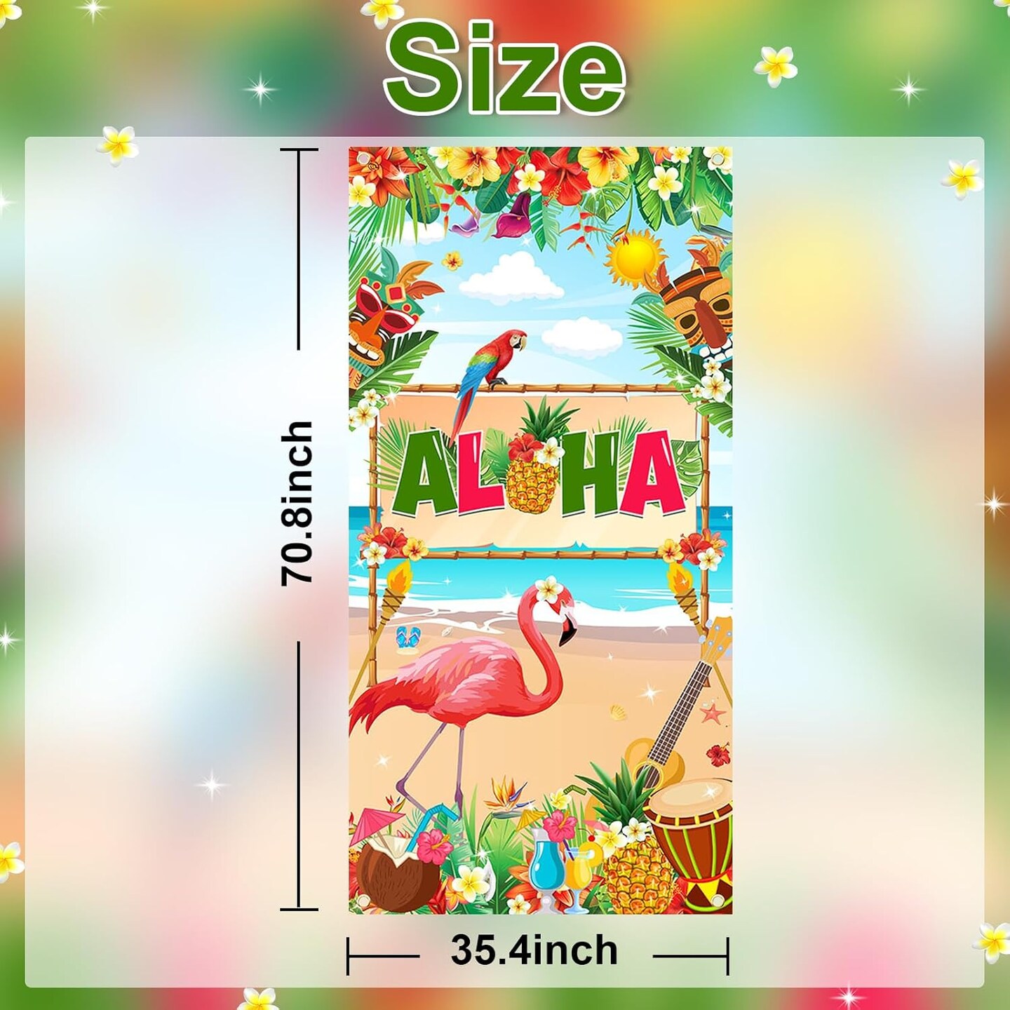 Aloha Door Banner Hawaiian Luau Party Banner Tropical Flamingo Photo Props Aloha Luau Party Supplies Summer Hawaiian Beach Party Decorations