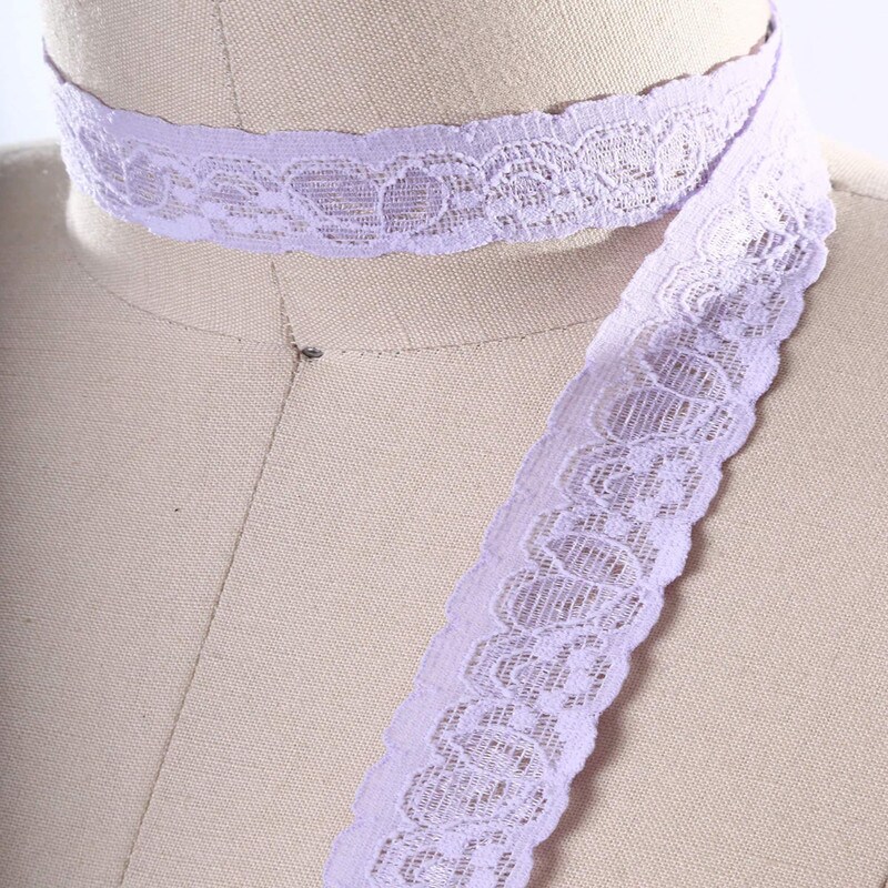 2 Yards Periwinkle Lilac Stretch Lace Trim 1" Floral Elastic Ribbon for Sewing & Crafts