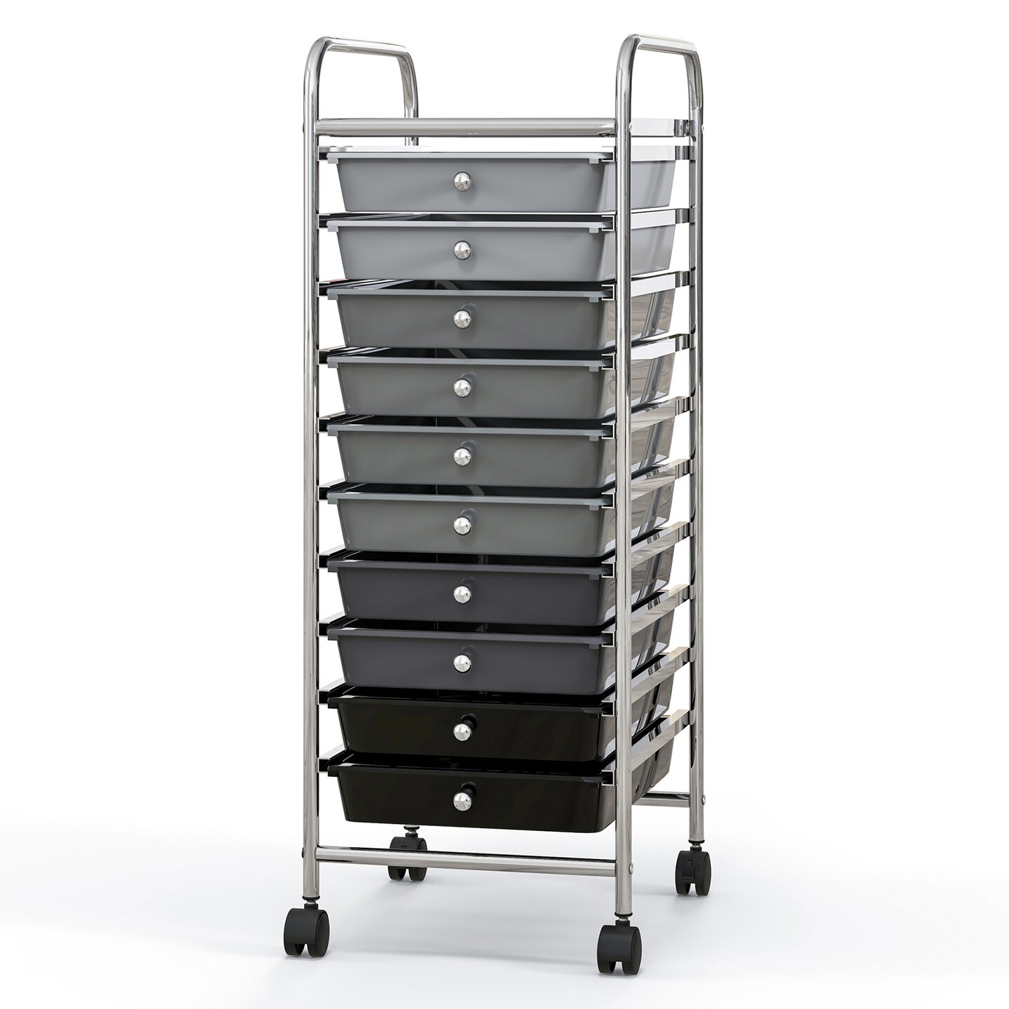 10 Drawer Rolling Storage Cart Organizer with Wheels Plastic Drawers Steel Frame Mobile Utility Cart for Home Office Craft Classroom Storage Use