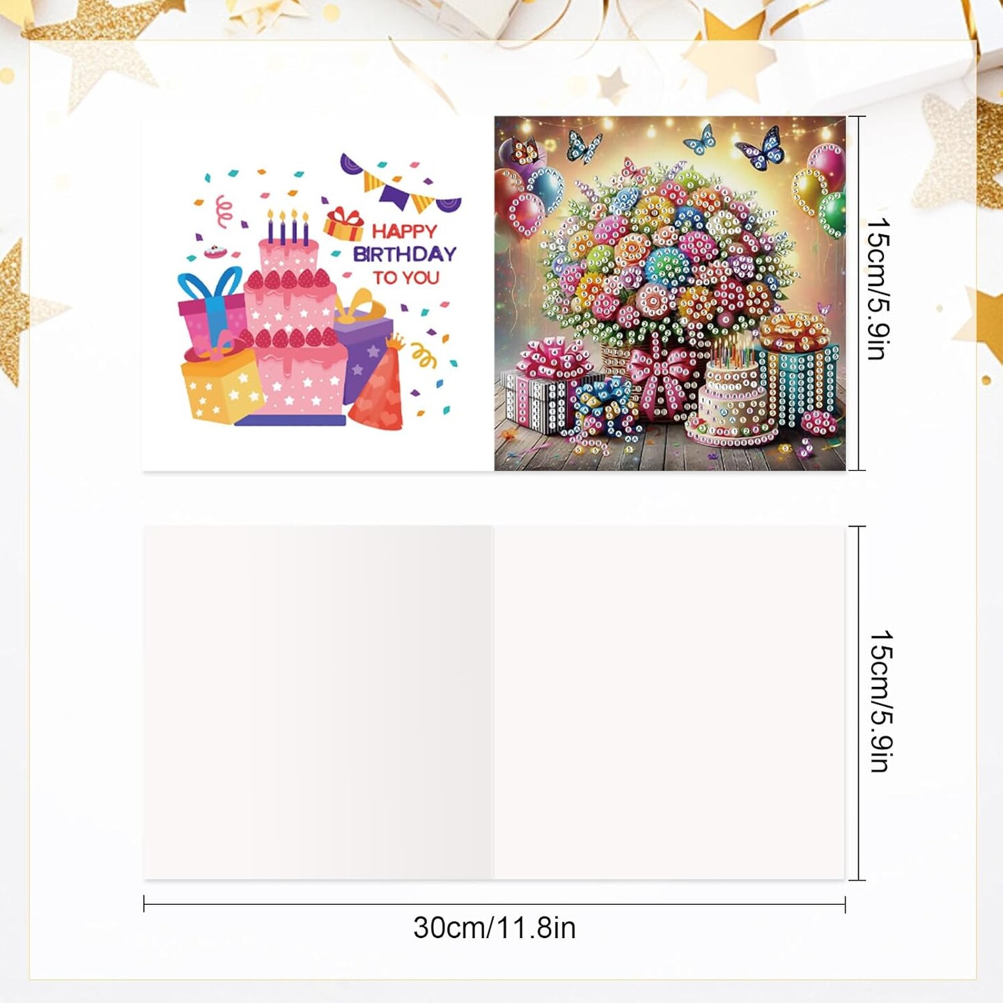 6-Piece Diamond Art Greeting Cards Set - Flower Basket & Butterfly Designs, 5D DIY Special Shape Diamond Cards, Creative Gifts for Christmas, Thanksgiving & Congratulations