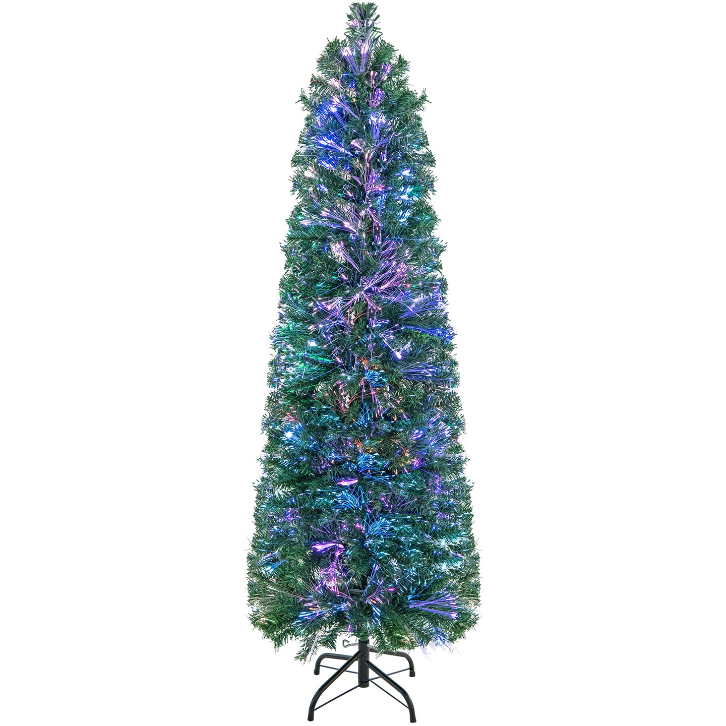 Slim Artificial Christmas Tree 5ft Prelit with Colorful Lights Green