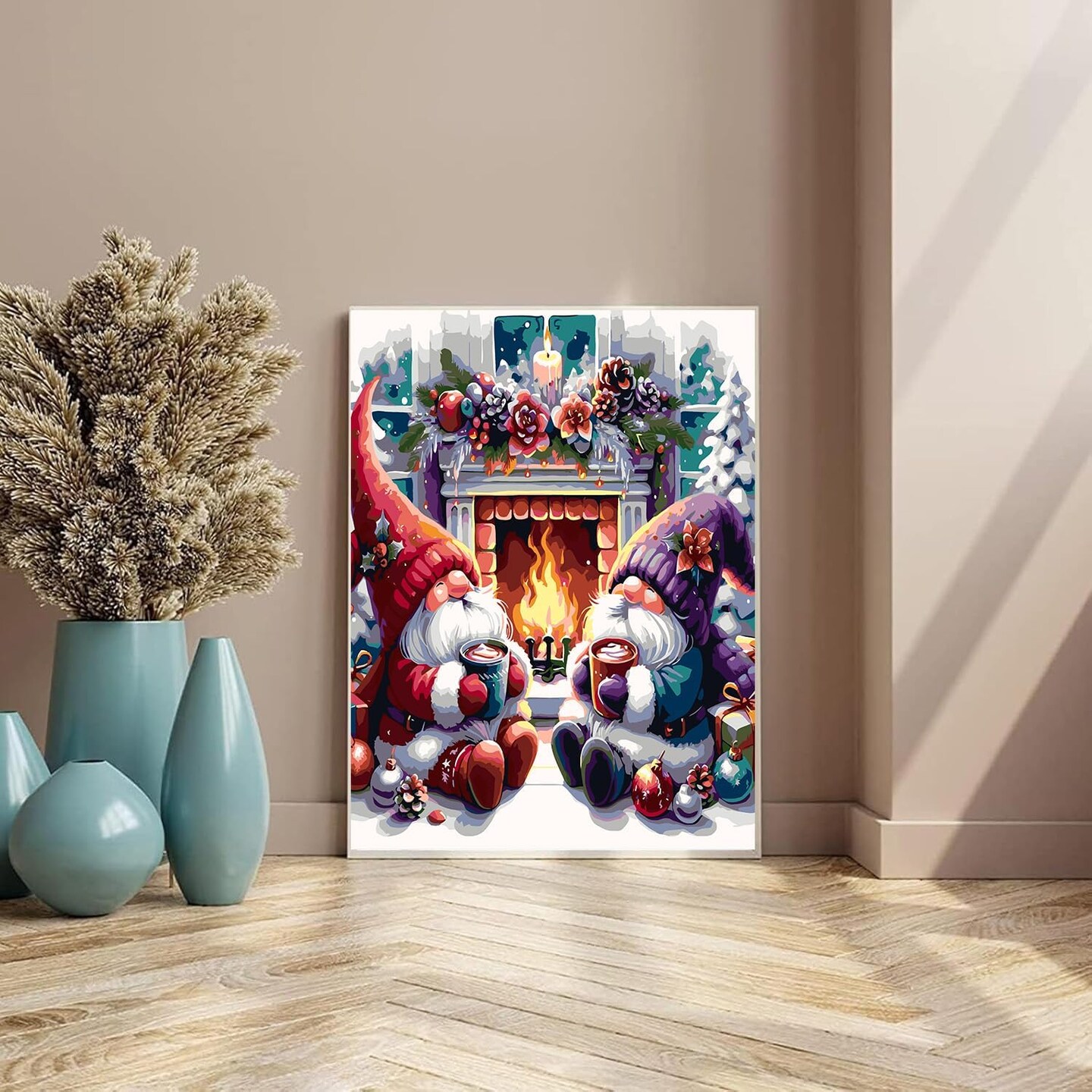 Christmas Gnome Paint by Number for Adults - Gnome Paint by Number, DIY HD Canvas Acrylic Painting Christmas Paint by Number, Perfect for Home Wall Decoration and Holiday Gifts 16X20Inch
