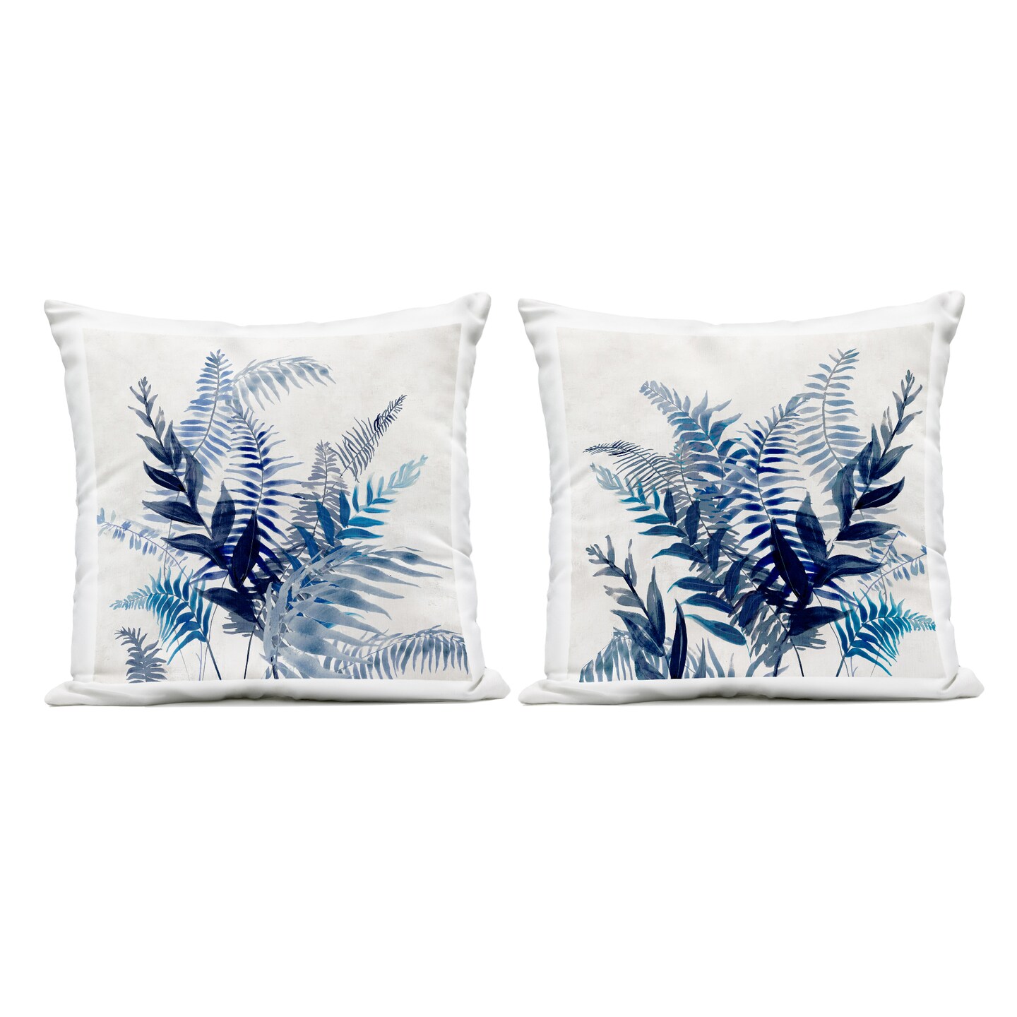 Stupell Industries Layered Palm Fronds in Blue 2 Piece Outdoor Printed Pillow Set, design by Jacob Q, 18 x 7 x 18