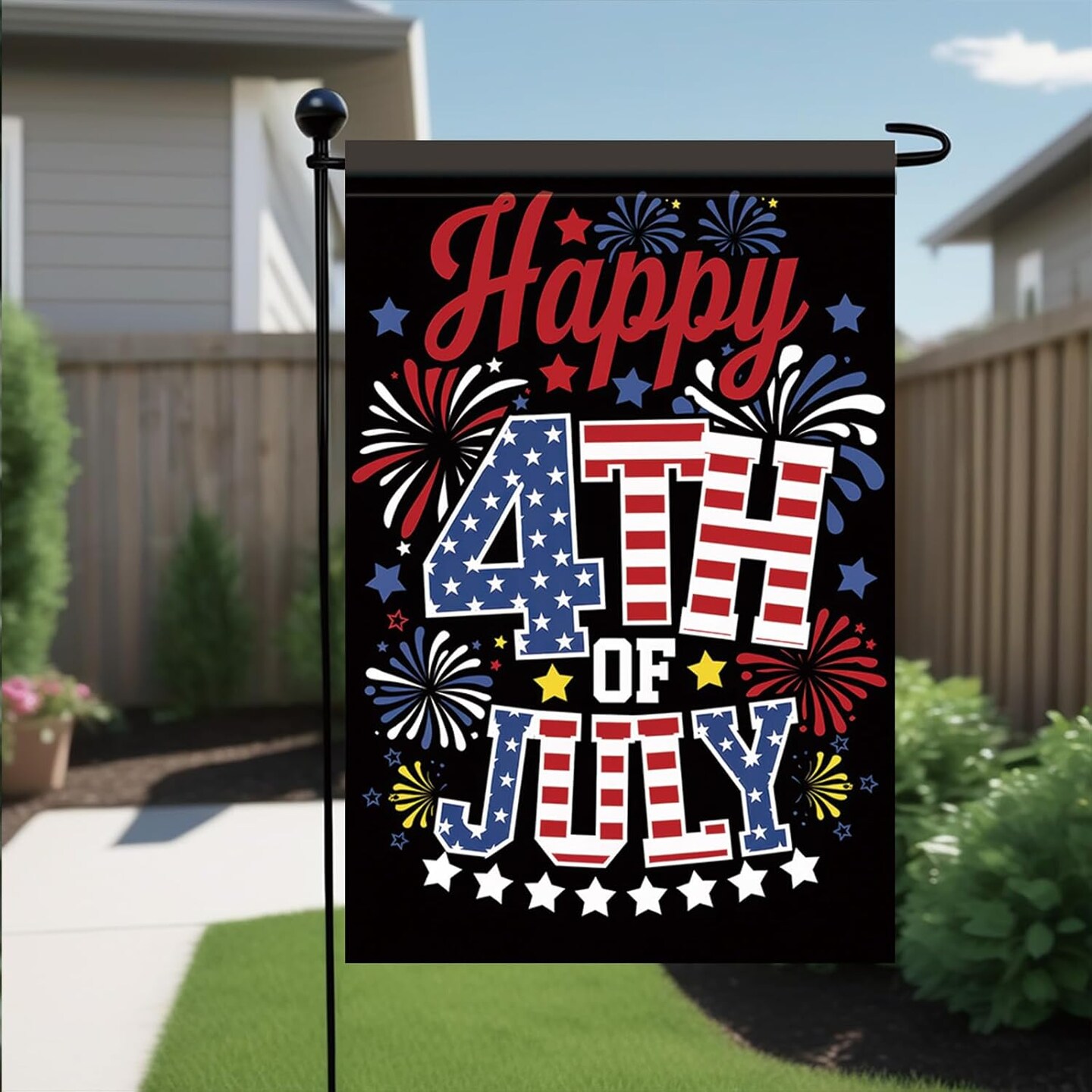 Happy 4th of July Garden Flag 12x18 Double Side Independence Day Garden Flag Fourth of July Outdoor Decorations