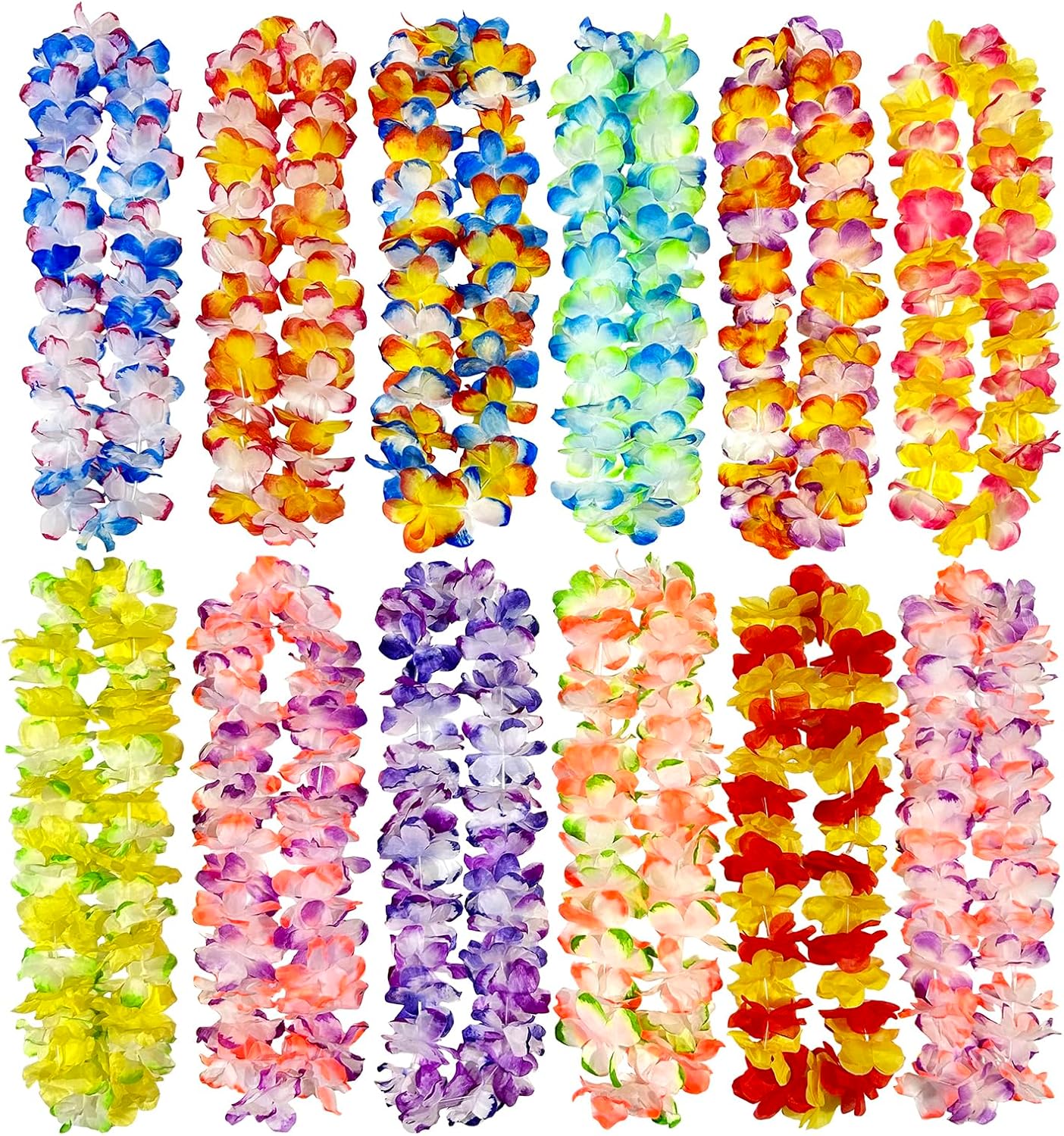 12 Counts Hawaiian Leis Bulk,leis for luau party,hawaiian leis for adults,beach party favors for adults,Summer Beach Vacation,Theme Party Decorations