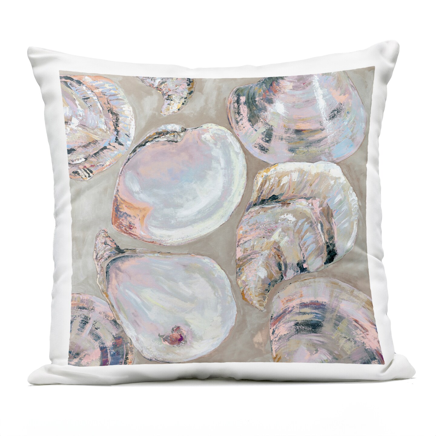 Stupell Industries Summer Seashells in Subtle Pink Outdoor Printed Pillow, design by Jeanette Vertentes, 18 x 7 x 18