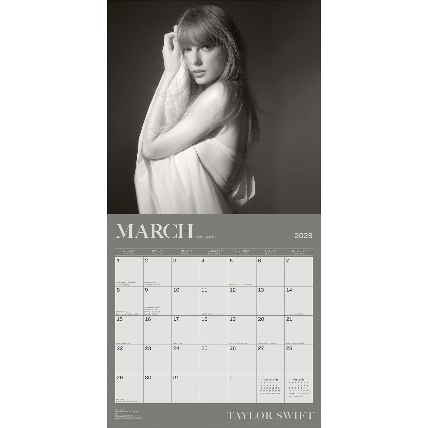 Taylor Swift OFFICIAL | 2026 12 x 24 Inch (Hanging) Monthly Square Wall Calendar | Plastic-Free | BrownTrout | Music Pop Singer Songwriter Celebrity