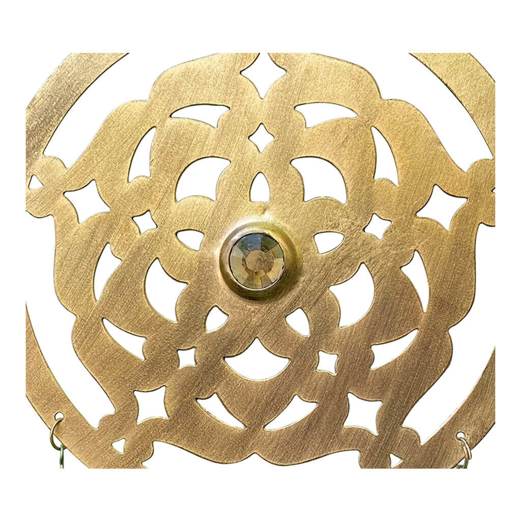 Celtic Wind Chime with Brass Cut-Out Design and Glass Beads Garden or Wall Hanging Decor