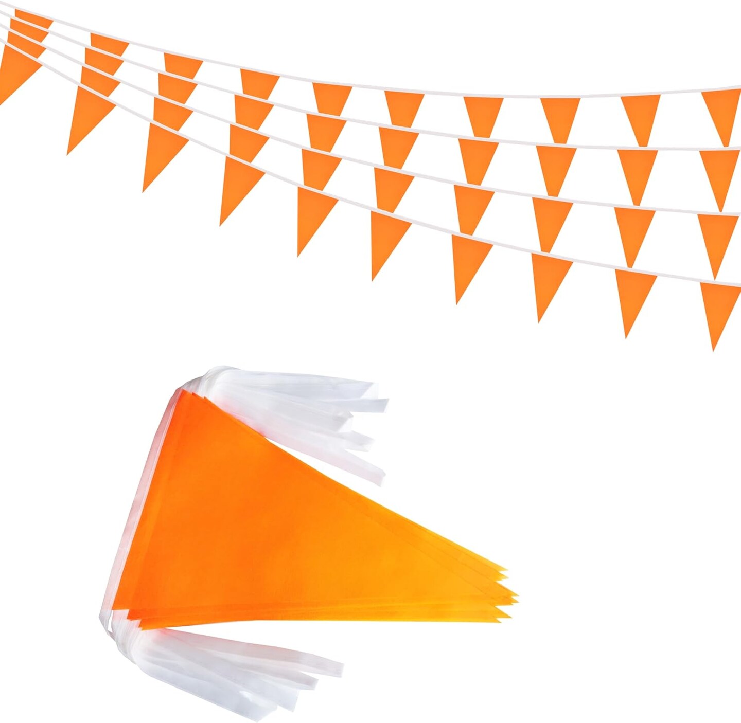 50 Feet 30 Pcs Solid Orange Pennant Banner Flags