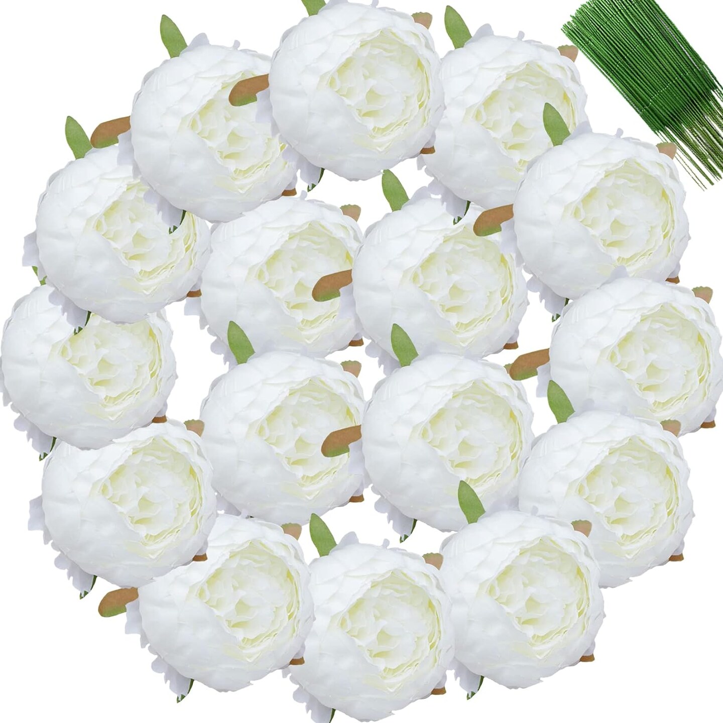 25 Pcs Silk Peony Artificial Flower Heads 4 inch Fake Peony Flowers Heads with Stems Artificial Peony Flower Heads in Bulk Wholesale for Wedding Home Decor