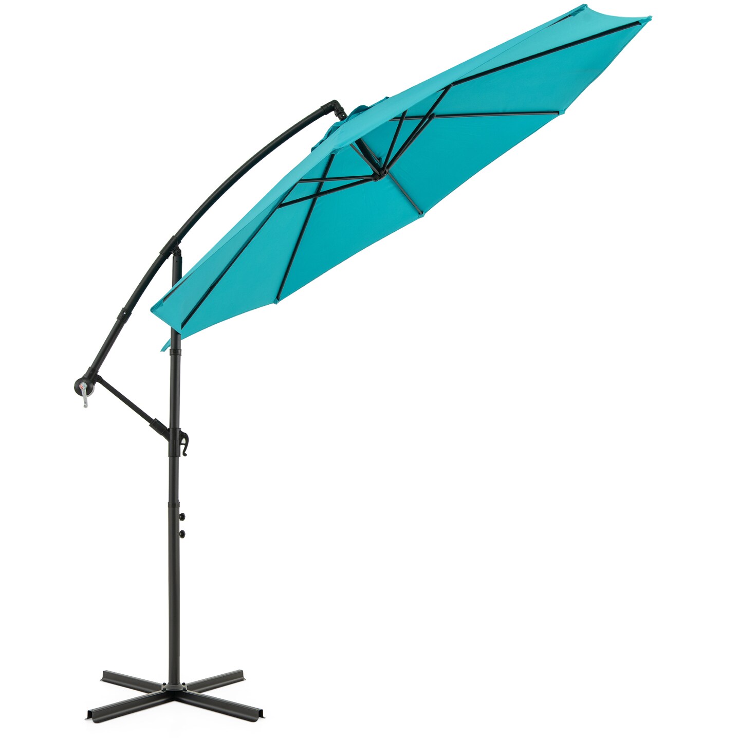 10 Feet Turquoise Polyester Patio Canopy Umbrella with Powder-Coated Iron Frame Tilt and Crank