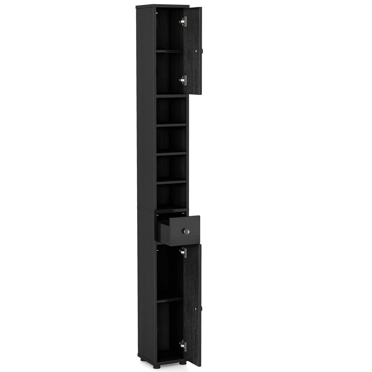 Freestanding Tall Storage Cabinet with Adjustable Shelves